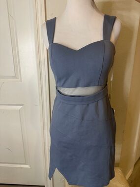 Muse Blue Cutout Sweetheart Neckline Dress